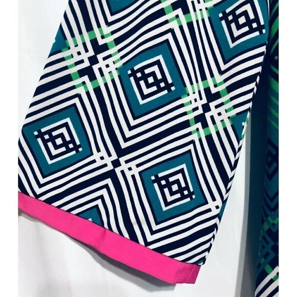 Eliza J Dress Womens 6 Multicolor Geometric Print Jersey Knit Retro Y2K Boho - Picture 2 of 5